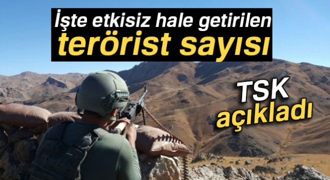 TSK etkisiz hale getirilen terörist sayısını açıkladı..